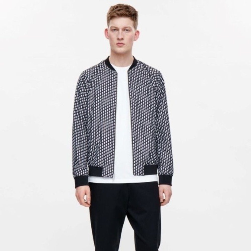 COS Reversible zip-up jacket|B& W Geo Pattern Sz S